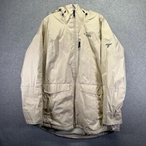 Columbia Parka Coat Womens 1X Beige Omni-Heat Infinity Titanium Hooded Omni-Tech